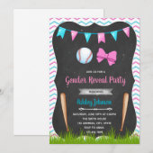 Honkbal of Bows onthullen genderuitnodiging Kaart (Voorkant / Achterkant)