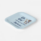 Honkbal Oh Boy Baby shower Schattige Beer Papieren Bordje (Gebogen)