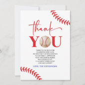 Honkbal Oh Boy Blauw Rood Wit Baby shower Bedankkaart (Voorkant)