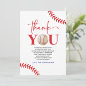 Honkbal Oh Boy Blauw Rood Wit Baby shower Bedankkaart (Staand voorkant)