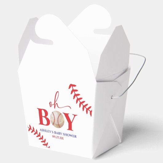 Honkbal Oh Boy Brown Wit Baby shower Bedankdoosjes (Geopend)