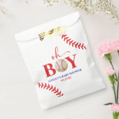 Honkbal Oh Boy Brown Wit Baby shower Bedankzakje (Gezegeld)