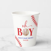 Honkbal Oh Boy Brown Wit Baby shower Papieren Bekers (Achterkant)