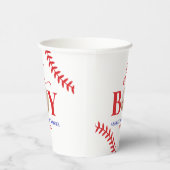 Honkbal Oh Boy Brown Wit Baby shower Papieren Bekers (Rechts)