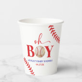 Honkbal Oh Boy Brown Wit Baby shower Papieren Bekers (Voorkant)
