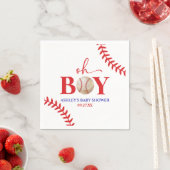 Honkbal Oh Boy Brown Wit Baby shower Servet (Insitu)