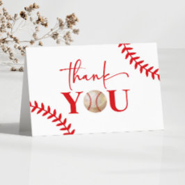 Honkbal Oh Boy Rood Blauw Wit Baby shower Bedankkaart