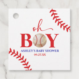 Honkbal Oh Boy Rood Wit Baby shower Bedankjes Labels