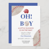 Honkbal Oh, jongen baby shower uitnodiging (Voorkant / Achterkant)