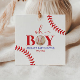 Honkbal Oh Jongen Rood Wit Baby Shower Bedankjes Labels