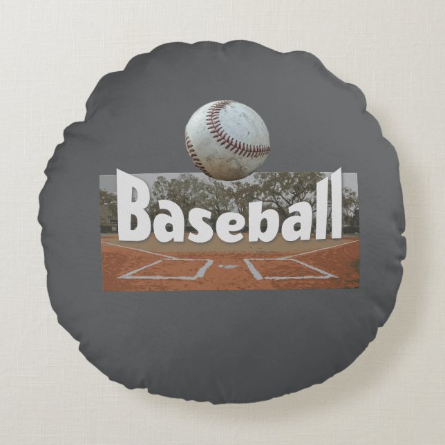 Honkbal ontwerp  rond kussen (Voorkant)