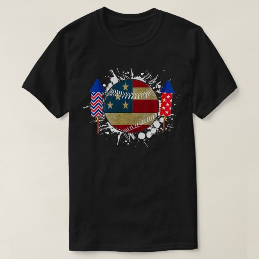  honkbal op 4 juli Mannen Amerikaanse vlag T-shirt (Design voorkant)