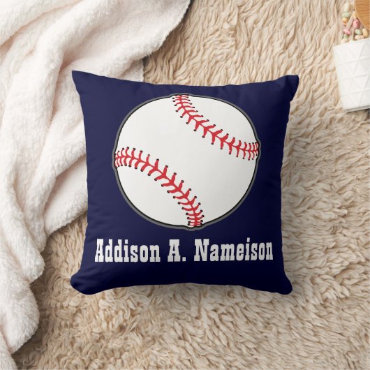 Honkbal op Navy Blue  Naam Sportkamer Jongens  Kussen (Deken)