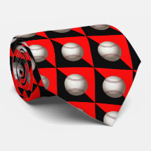 Honkbal op rode en zwarte stropdas