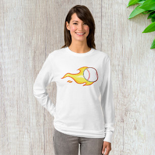 Honkbal op vuur vrouwen lang Sleeve T-shirt