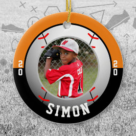 Honkbal Oranje Zwart Teamkleuren Keramisch Ornament