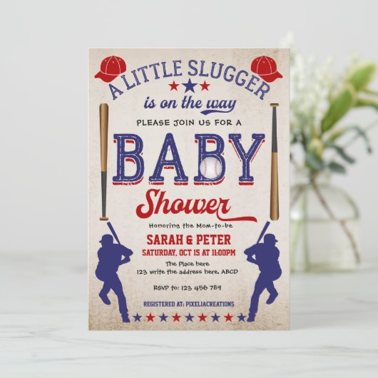 honkbal, paars, babyschoeisel kaart (Staand voorkant)