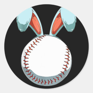 honkbal paashaas oren paaseieren jachtbas ronde sticker