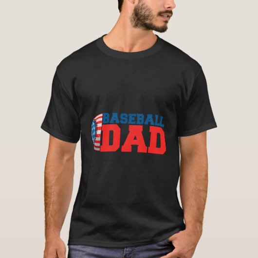 Honkbal Papa Amerikaanse Vaderdag Sport Papa T-shirt (Voorkant)