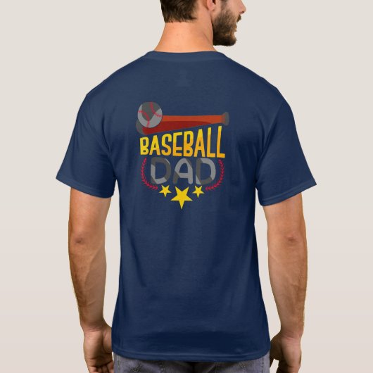 Honkbal Papa Retro Tekst Design 2 T-shirt (Achterkant)