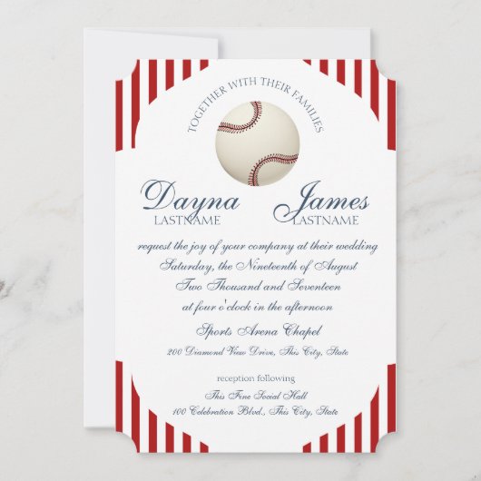 Honkbal Park Stripes Wedding Kaart (Voorkant)