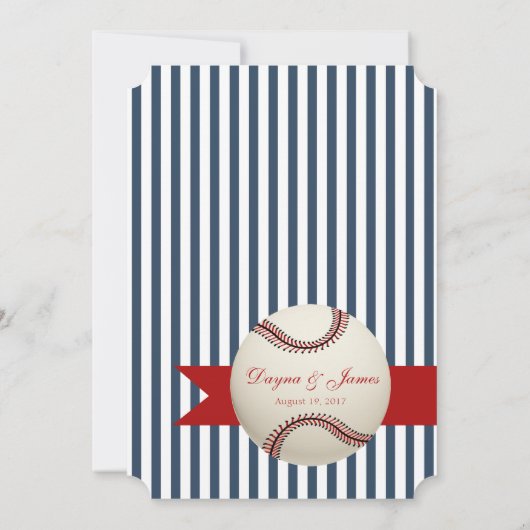 Honkbal Park Stripes Wedding Kaart (Achterkant)