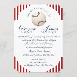 Honkbal Park Stripes Wedding Kaart