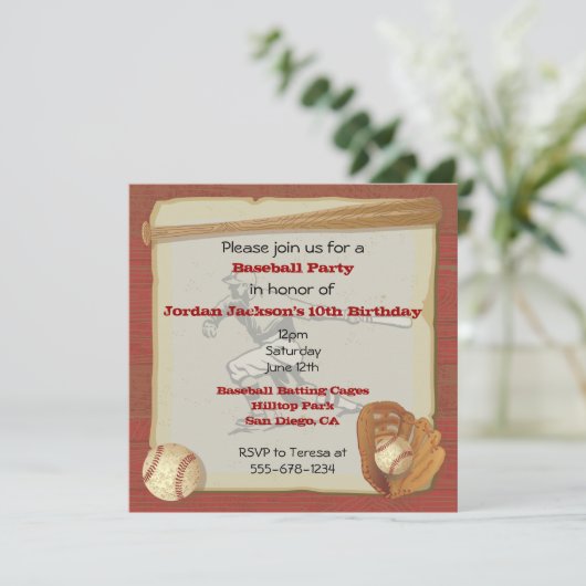 honkbal partij uitnodiging Kaart (Staand voorkant)