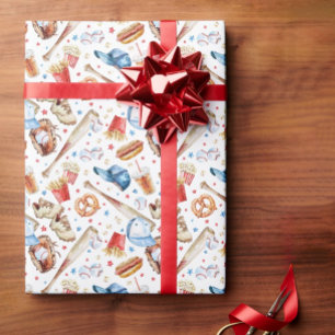 Honkbal Patroon Verjaardag Cadeaupapier