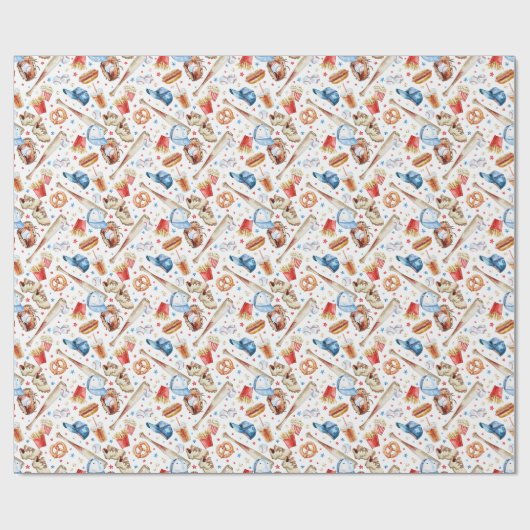 Honkbal Patroon Verjaardag Wrapping Papier (Vlak)