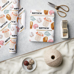 Honkbal Patroon Verjaardag Wrapping Papier