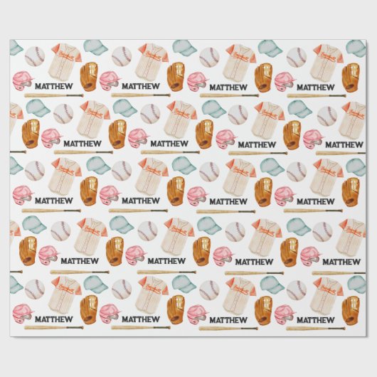 Honkbal Patroon Verjaardag Wrapping Papier (Vlak)