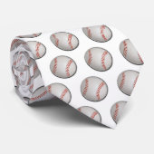 Honkbal Patroon Witte Achtergrond Stropdas (Opgerold)