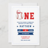 Honkbal Pet Blauw Rood Schattig Jongen 1e Verjaard Kaart (Voorkant)