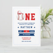 Honkbal Pet Blauw Rood Schattig Jongen 1e Verjaard Kaart (Staand voorkant)