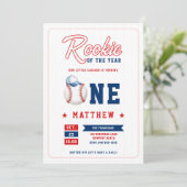 Honkbal Pet Rookie Stripes Fun Boy 1st Verjaardag Kaart (Staand voorkant)