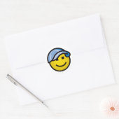 Honkbal Pet Smilie - Blauw Ronde Sticker (Envelop)