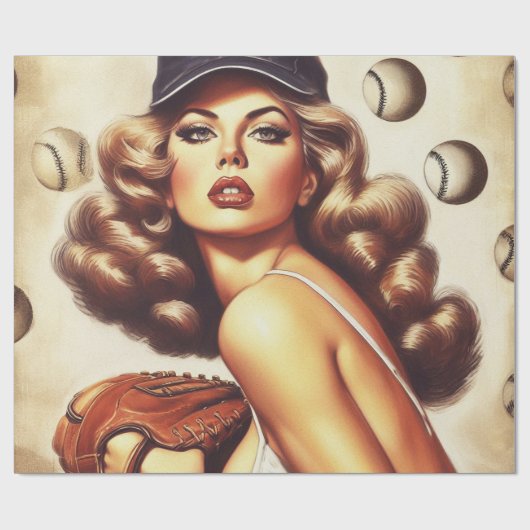  honkbal pin-up cadeaupapier (Vlak)