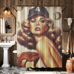  honkbal pin-up douchegordijn