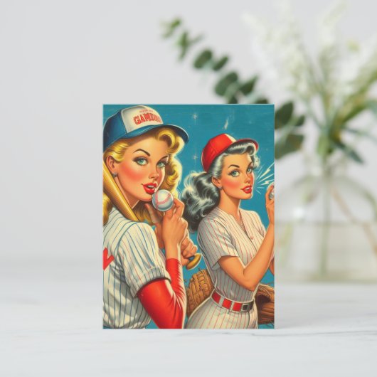  honkbal pin-ups briefkaart (Staand voorkant)