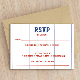 Honkbal Pinstripe Bruiloft RSVP Kaartje