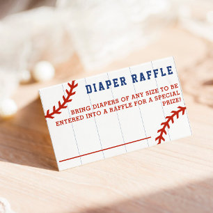 Honkbal Pinstripe Luier Raffle Baby shower Game Informatiekaartje