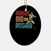 Honkbal Pitcher Grappige Chick Dig De Pitcher Soft Keramisch Ornament (Rechts)