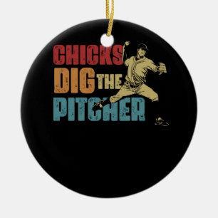 Honkbal Pitcher Grappige Chick Dig De Pitcher Soft Keramisch Ornament