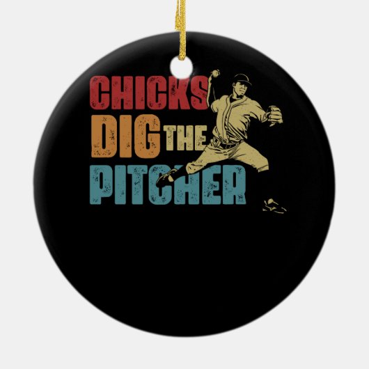 Honkbal Pitcher Grappige Chick Dig De Pitcher Soft Keramisch Ornament (Achterkant)