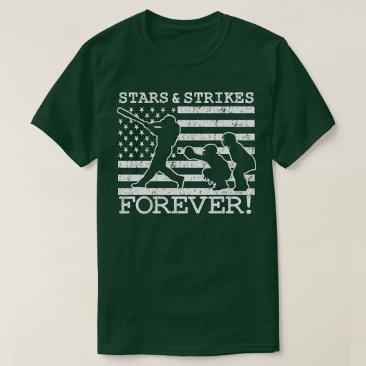 Honkbal Pitcher Sterren en Strikes Amerikaanse vla T-shirt (Design voorkant)