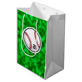 Honkbal Pixilated Grass Speler Nummer Sport Medium Cadeauzakje (Voorkant Gekanteld)