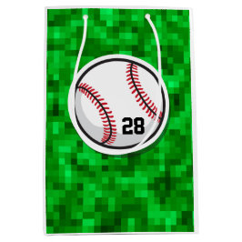 Honkbal Pixilated Grass Speler Nummer Sport Medium Cadeauzakje
