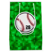 Honkbal Pixilated Grass Speler Nummer Sport Medium Cadeauzakje (Achterkant)