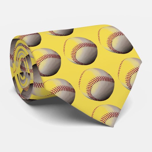 Honkbal Pop Art Geel Stropdas (Opgerold)